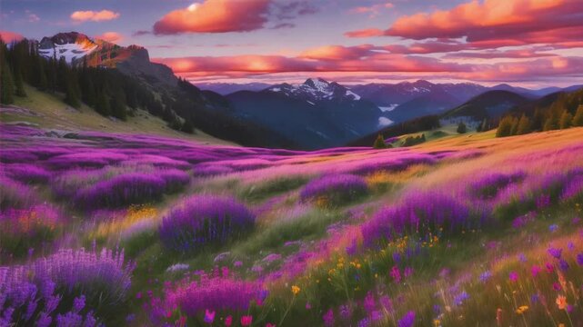lavender color flower in the moutain valley 