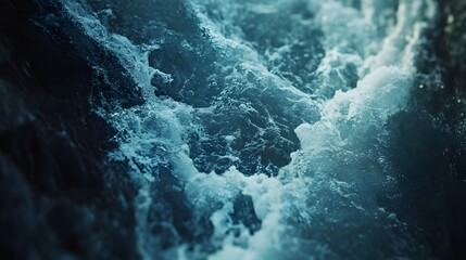 Obraz premium Abstract ocean water texture with dynamic splashes and waves.