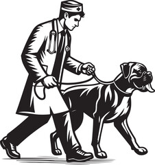 Boxer dog silhouette vector illustration. Black silhouettes of breeds of dogs.