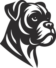 Boxer dog silhouette vector illustration. Black silhouettes of breeds of dogs.