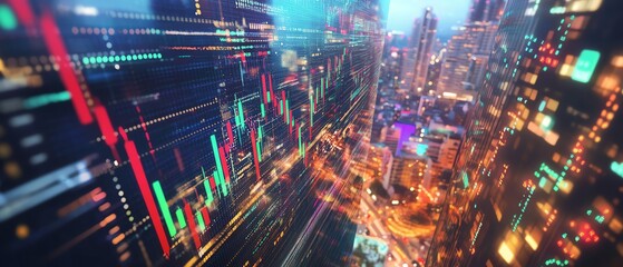 Obraz premium Cityscape with digital overlay