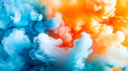 Vibrant Cloud of Colored Smoke Swirls