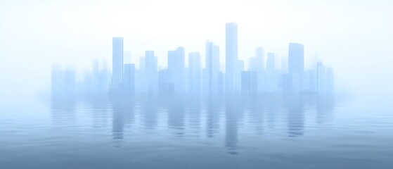 Obraz premium Rear view of a minimalistic dystopian cityscape, AI-generated architectural marvels, surreal lighting effects, atmospheric mood