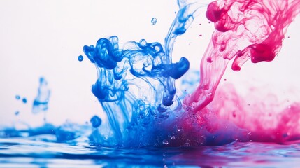 Vibrant Artistic Liquid Splash in Blue and Pink