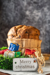 Close-up of a Merry Christmas card