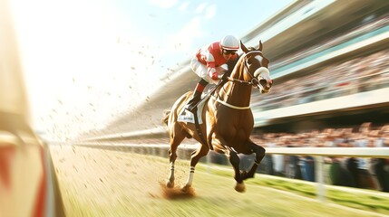 Exciting Moment in Horse Racing Towards the Finish Line
