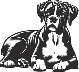 Boxer dog silhouette vector illustration Black silhouettes of breeds of dogs.