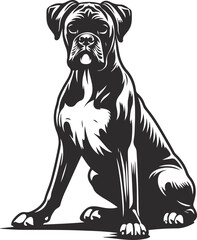 Boxer dog silhouette vector illustration Black silhouettes of breeds of dogs.