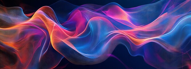 Obraz premium Colorful Waves and Lines on a Dark Background. AI generated illustration