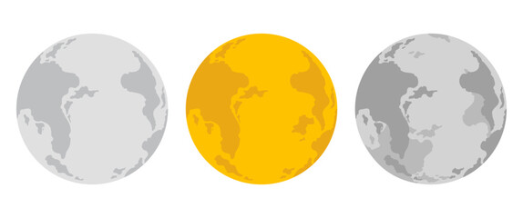 Isolate Full yellow moon vector illustration on white background, Luna Flate style graphic elements, Night Sky, Halloween, Moon clip art for Web and Banner, Stock (Editable)