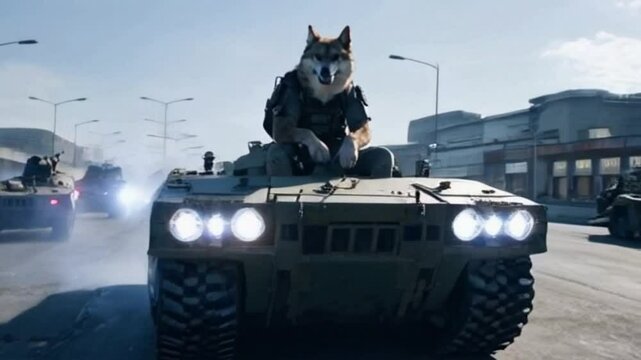 animals join the war using tanks