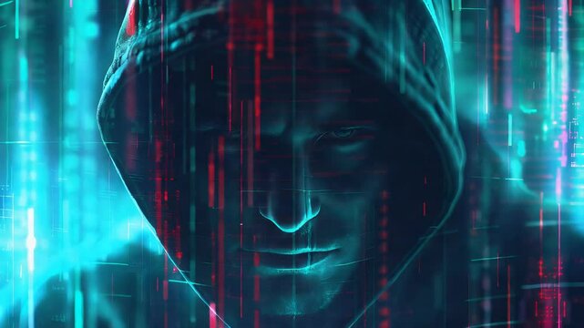 Deception is the camouflage of digital scammers: Depict a scammer blending into a digital background, symbolizing how they disguise themselves to appear trustworthy.