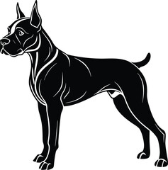 Boxer dog silhouette vector illustration Black silhouettes of breeds of dogs.