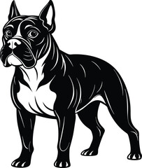 Boxer dog silhouette vector illustration Black silhouettes of breeds of dogs.