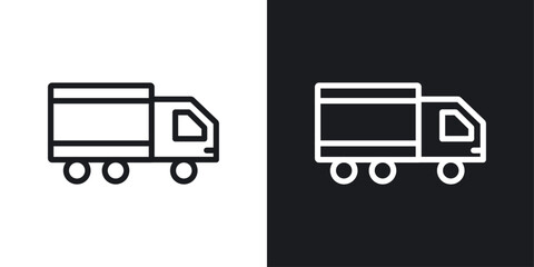 Delivery van icon vector set. thin line style