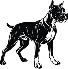 Boxer dog silhouette vector illustration Black silhouettes of breeds of dogs.