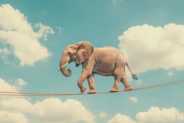 Obraz premium Elephant on tight rope