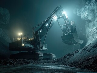 Excavator in Cave