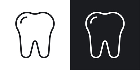 Tooth icon vecor set. thin line style