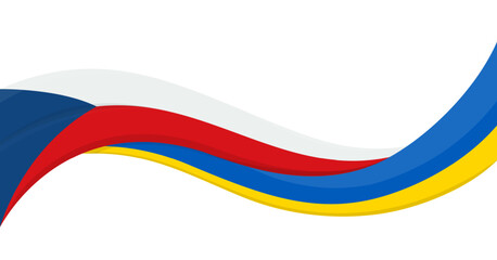 Wavy ribbon banner of Ukraine National flag with Liechtenstein National Flag. Unity and cooperation symbol. Logo for charity social events, NGO, sports team, peace summit. Vector illustration.