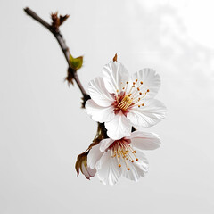 Natural blooming  cherry blossom flowers isolated on white background
