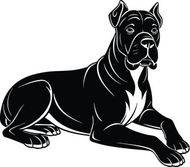 Obraz premium Boxer dog silhouette vector illustration Black silhouettes of breeds of dogs.