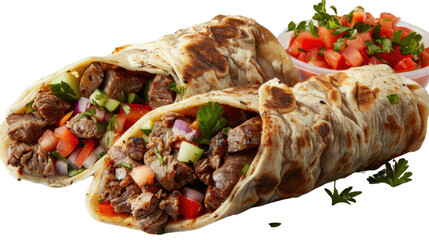 The kebab with vegetables, generative AI. PNG.