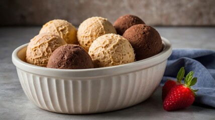 chocolate ice cream balls for kids. ice cream parlor