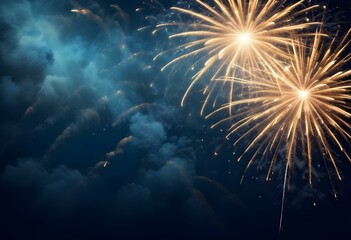 Colorful fireworks explode in the night sky.