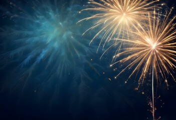 Colorful fireworks explode in the night sky.