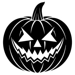 Halloween pumpkin head Vector silhouette on white background