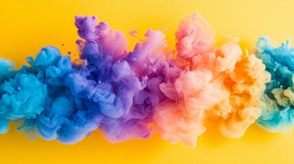Fototapeta premium Vibrant Explosion of Colors on a Bright Yellow Background