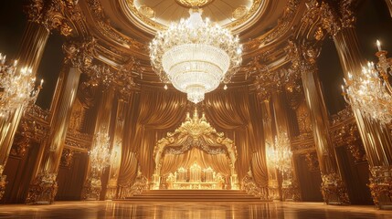 Obraz premium Opulent Online Casino Interior with Chandelier, Velvet Curtains, and Crystal Accents for Luxurious Gaming Experience