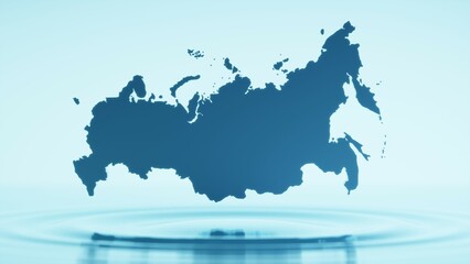 Fototapeta premium 水面に浮かぶロシアの地図
