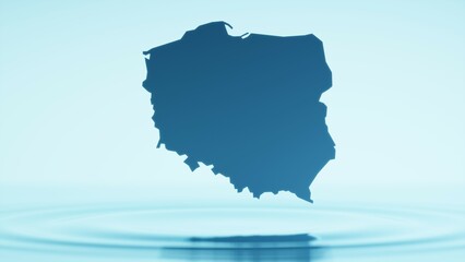 水面に浮かぶポーランドの地図