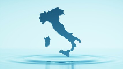 水面に浮かぶイタリア共和国の地図