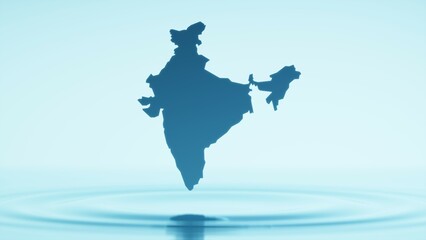 水面に浮かぶインドの地図