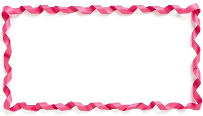 Pink ribbon border header banner graphic design with copy space isolated on a white background