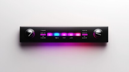 Audio control bar sticker with sleek buttons for play and volume, isolated on a white background