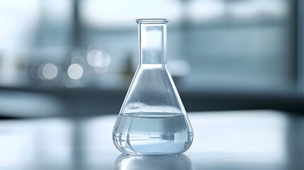 Transparent Glass Beaker Containing Liquid in Laboratory Setting