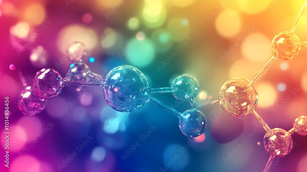 Poster mesmerizing multicolored glowing bubbles and orbs in ethereal bokeh background