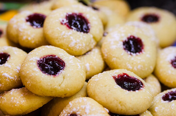 Closeup set of tasty sweet homemade christmas cookies, xmas candy