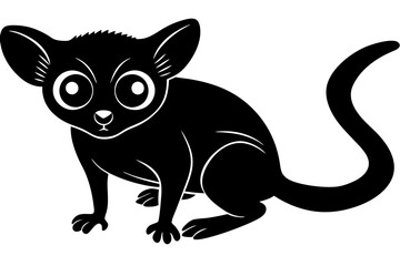 Silhouette of a Tarsier with Huge Eyes and Long Fingers Vector Illustration