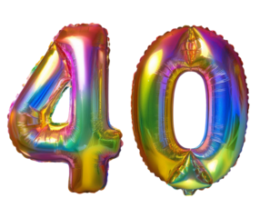 Luftballons aus den Zahlen 40 isoliert auf weißen Hintergrund, Freisteller 