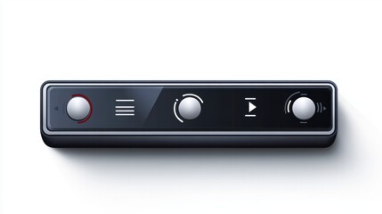 Obraz premium Basic design music player bar sticker with icons for playback and volume, isolated on white background