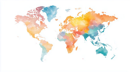 World map In Water Color Style