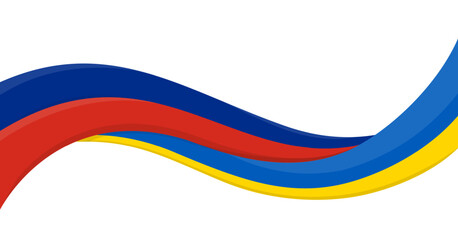 Fototapeta premium Wavy ribbon banner of Ukraine National flag with Slovenia National Flag. Unity and cooperation symbol. Logo for charity social events, NGO, sports team, peace summit. Vector illustration.