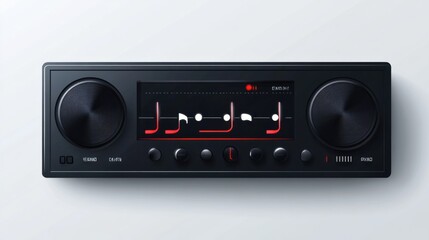 Fototapeta premium Basic vector music player bar sticker with volume and playback buttons, isolated on white