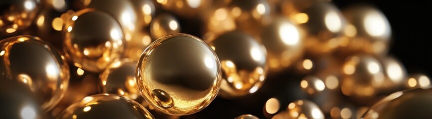 Close-up of Shiny Golden Spheres.