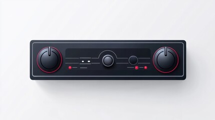 Basic vector music player bar sticker with volume and playback buttons, isolated on white